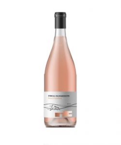 Foto botella transparente del vino rosado joven de la bodega Vinyes d'Olivardots, Rosa d'Àmfora, añada 2022